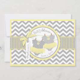 Tutus Chevron Skriv ut babyskor för tvillingflicko Inbjudningar