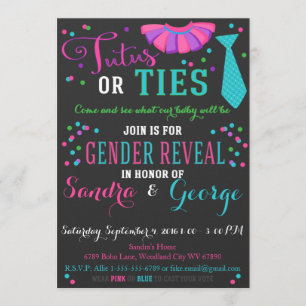 Tutus eller Ties Gender Reveal Chalkboard Boy elle Inbjudningar