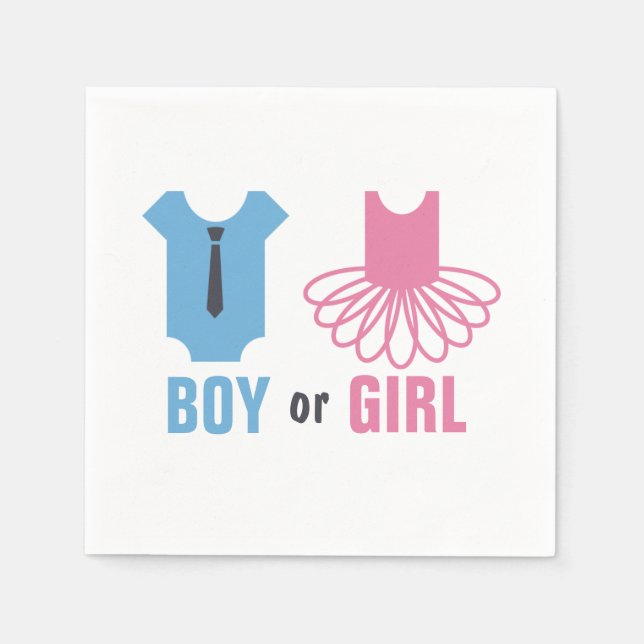 Tutus eller Ties Gender Reveal Party Pappersservett (Framsidan)