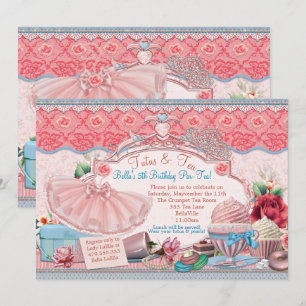 Tutus- och Tea Party Girls-klänning uppåt Inbjudningar