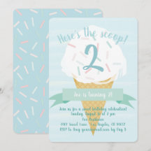 Tuuquise Sprinkles Ice Cream Birthday-inbjudan