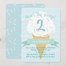 Tuuquise Sprinkles Ice Cream Birthday-inbjudan Inbjudningar