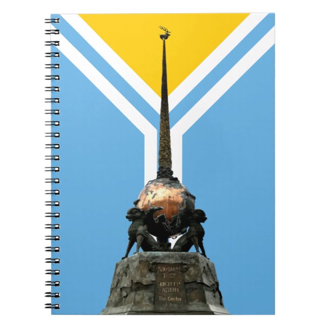 TUVA - Center of Asia Monument and Flagga notebook Anteckningsbok (Framsidan)