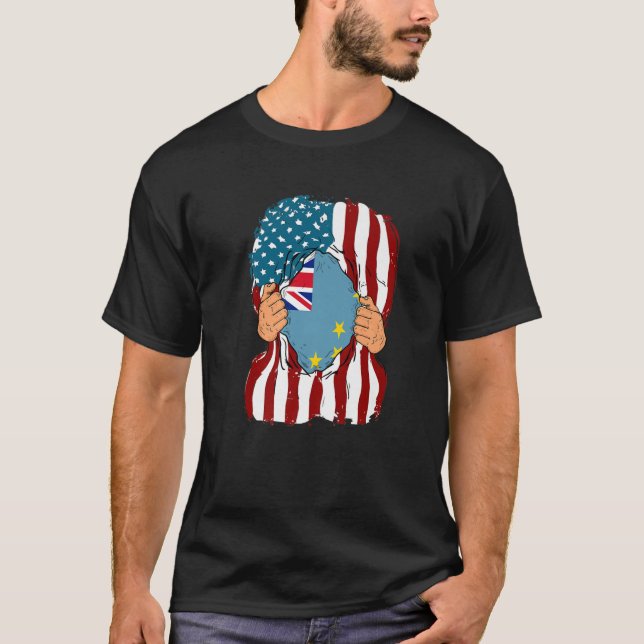 Tuvalu Flagga Inside Me Home Pride TuValue America T Shirt (Framsida)