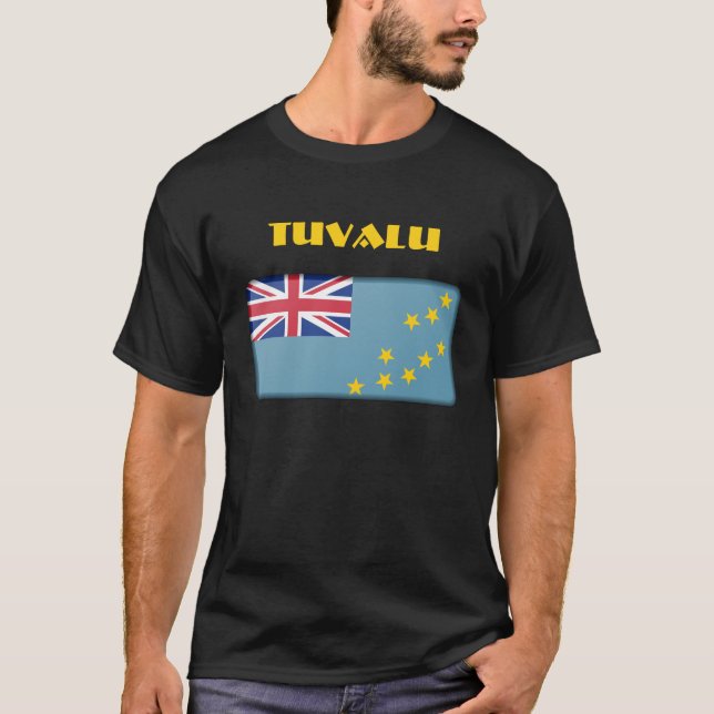 TUVALU FLAGGA Speciell Anpassade Black Tourist T Shirt (Framsida)