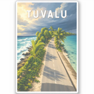Tuvalu Illustration Resa Konst Vintage Klistermärken