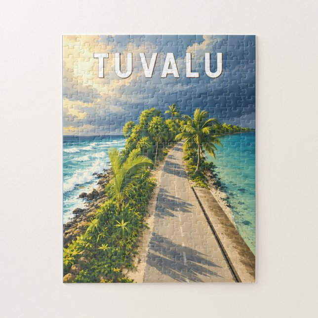 Tuvalu Illustration Resa Konst Vintage Pussel (Vertikal)