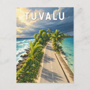 Tuvalu Illustration Resa Konst Vintage Vykort