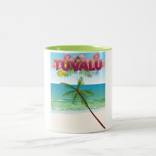 Tuvalu-ö resematerialaffisch Två-Tonad mugg (Center)