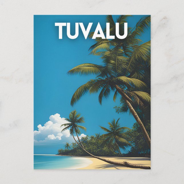 Tuvalu Retro Travel Poster Vykort (Framsida)
