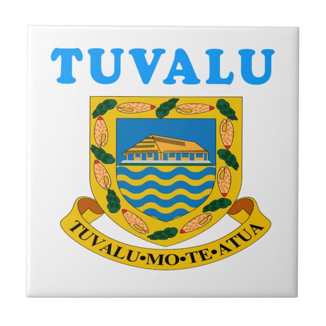 Tuvalu vapenskölddesigner kakelplatta (Framsidan)