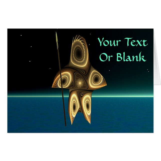 Tuvaq - Fractal Inuit Hunter Hälsningskort (Framsidan Horizontal)