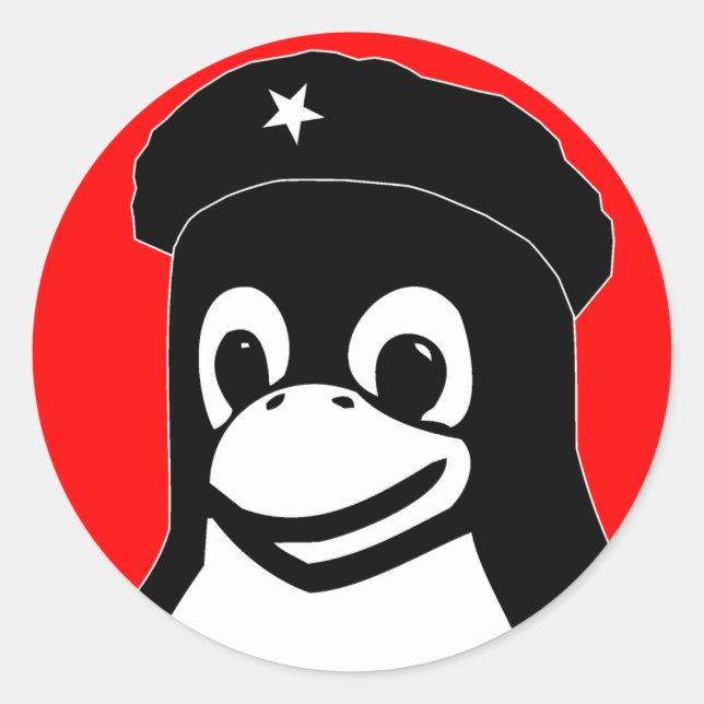 Tux Guevara Runt Klistermärke (Framsida)