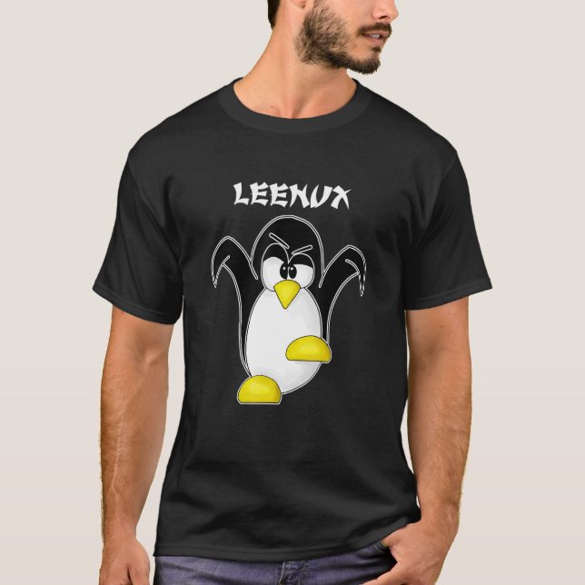 Tux Linux Leenux Penguin Nerd Computer Freak Hacke T Shirt (Framsida)