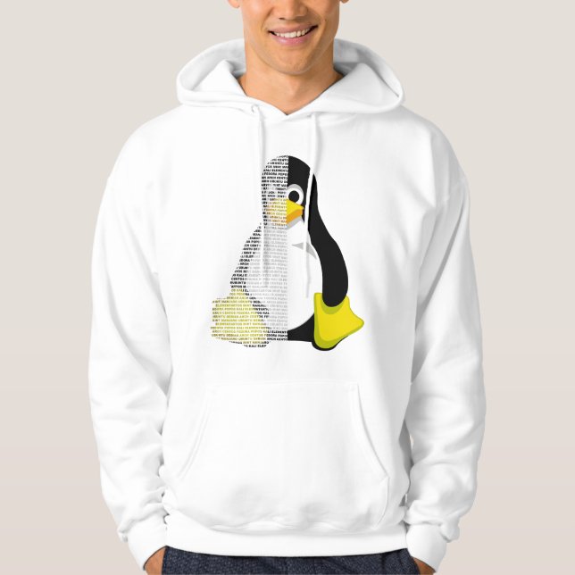 Tux mascot-halv text hoodie (Framsida)