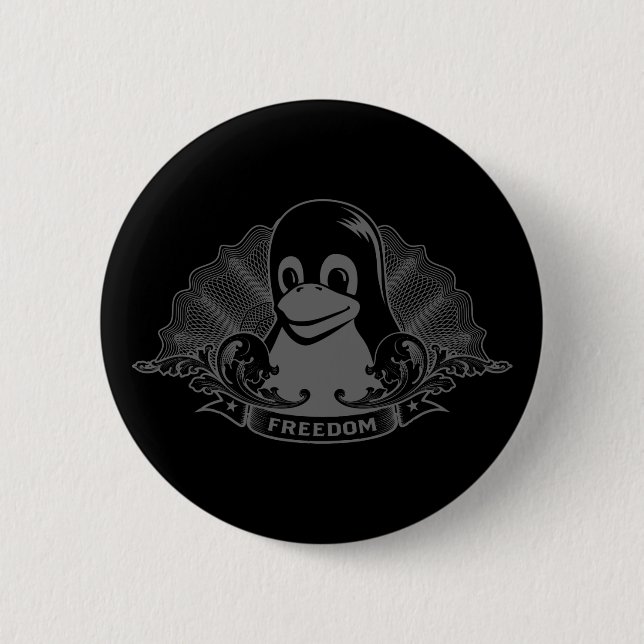 Tux Penguin - (Linux, Open Source, Copyleft, FSF) Knapp (Framsida)