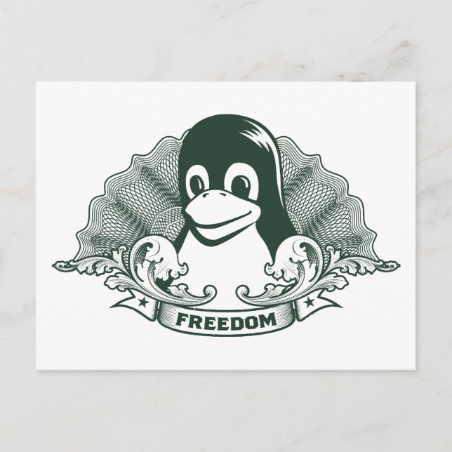 Tux Penguin - (Linux, Open Source, Copyleft, FSF) Vykort (Framsida)