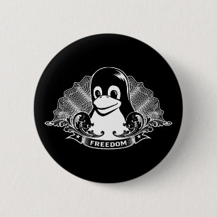 Tux Pingvin - (Linux, Öppen Källkod, Copyleft, FSF Knapp