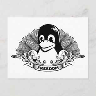 Tux Pingvin - (Linux, Öppen Källkod, Copyleft, FSF Vykort