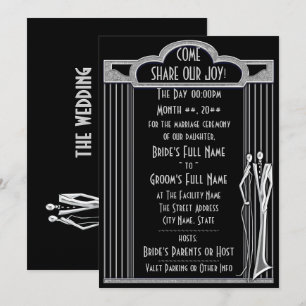 Tuxedo - Art Deco - Black and Silver Inbjudningar