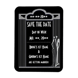Tuxedo - Art Deco - Bröllop spara datum Magnet