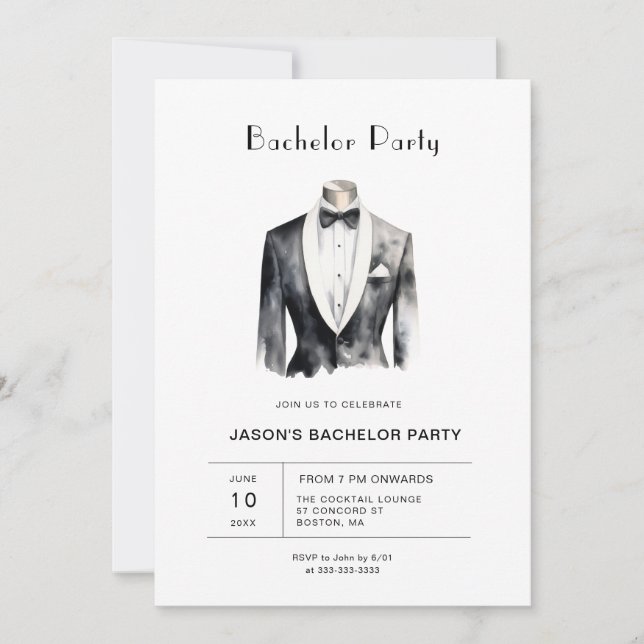 Tuxedo Bachelor Party Inbjudningar (Framsida)