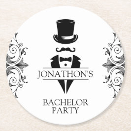 Tuxedo Bachelor Party Underlägg Papper Rund