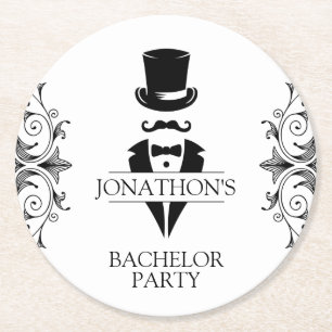 Tuxedo Bachelor Party Underlägg Papper Rund