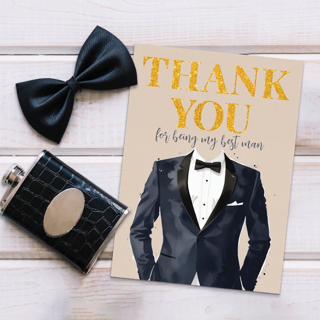 Tuxedo Best Man - tackkort Tack Kort (Thank You Card - Best Man or Groomsmen )