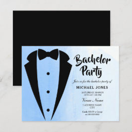 Tuxedo Blå Flibowelsemiddag Inbjudan