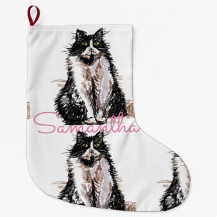 Tuxedo Black and White Cat-julklapp Stor Julstrumpa