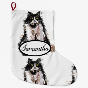 Tuxedo Black and White Cat-julklapp Stor Julstrumpa