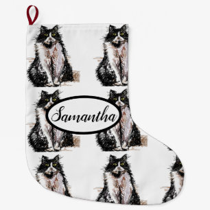 Tuxedo Black and White Cat-julklapp Stor Julstrumpa