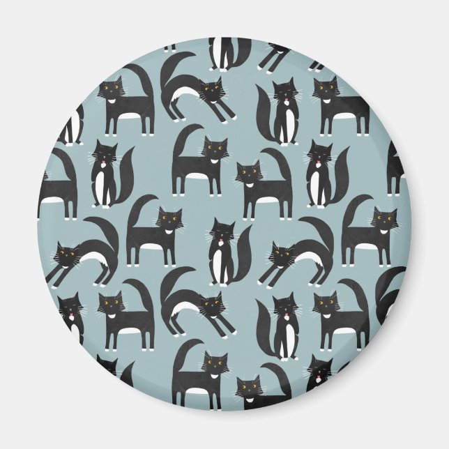Tuxedo Black and White Cats Magnet (Framsidan)