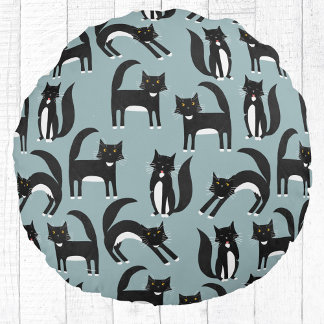 Tuxedo Black and White Cats Rund Kudde