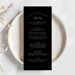 Tuxedo Black Classic Calligraphy Formal Bröllop Meny