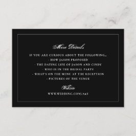 Tuxedo Black Framed Elegant Monogram Bröllop Tilläggskort