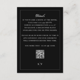 Tuxedo Black Monogram QR CODE Elegant bröllop Tilläggskort