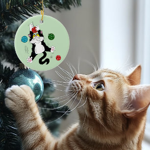 Tuxedo Black White-julklapp Julgransprydnad Keramik
