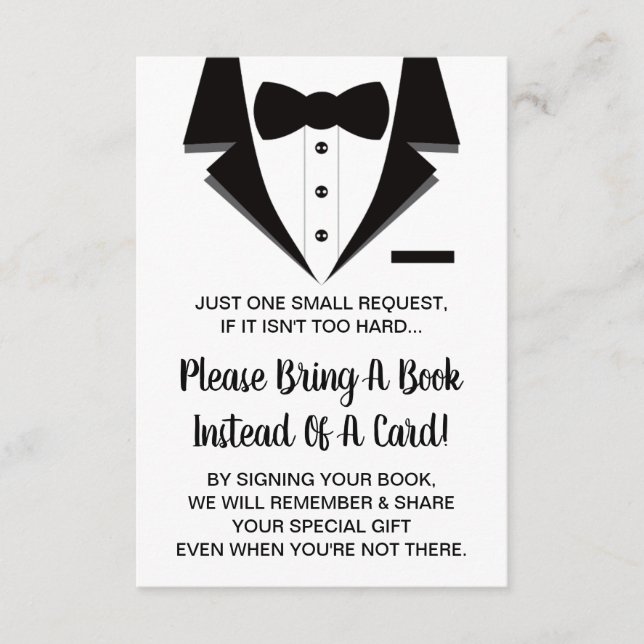 Tuxedo Bok-kort, Bokar för Baby Tilläggskort (Framsida)