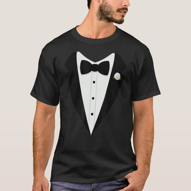 Tuxedo Bow Tie gentleman kostym T Shirt (Framsida)