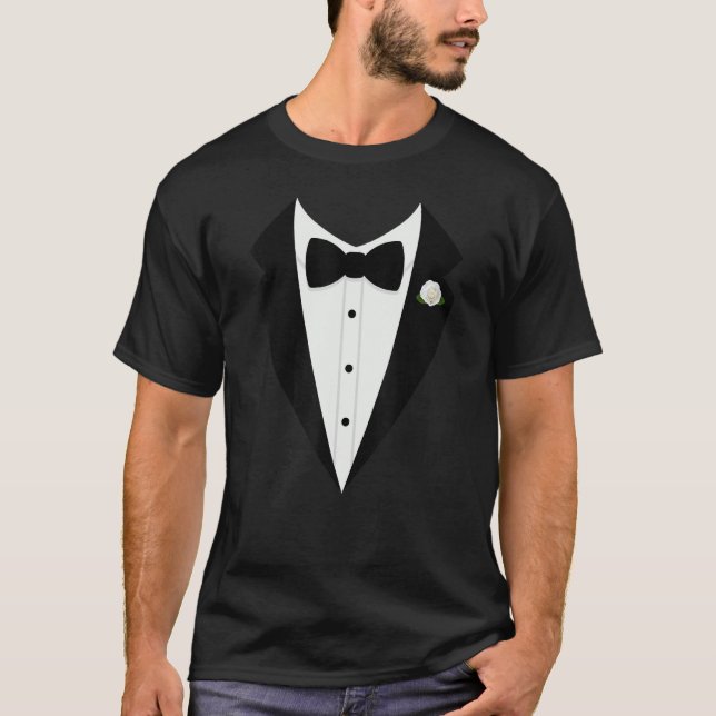 Tuxedo Bow Tie gentleman kostym T Shirt (Framsida)