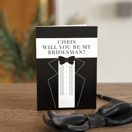 Tuxedo Bridesman-begäran Frieri Groomsman-kort Inbjudan