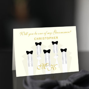 Tuxedo Bröllop Black Tie Groomsman Card Inbjudan