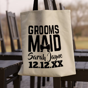 Tuxedo Bröllop Bow Tie Groomsmaid Tote Bag Tygkasse