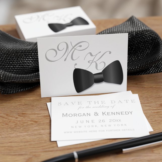 Tuxedo Bröllop Bow Tie Save Date Pack 100 Visitkort (Add you details to these cost effective mighty business card sized bow tie Save the Dates)