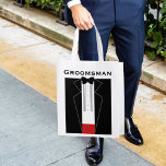 Tuxedo Bröllop Groomsman Swag Bag Återanvändbar Påse<br><div class="desc">Vill du att dina marskalkar ska bära med sig sin svag vid bröllop? Lustigt tuxedo-grafik med utrymme för namn eller behålla av Groomsman-texten.</div>