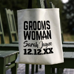 Tuxedo Bröllop Groomswomen Tote Bag Tygkasse<br><div class="desc">Perfekt till väskan för Groomswomen i din Bröllopsfest. Lägg till hennes namn och din bröllop-dejt och fyll med tack!</div>