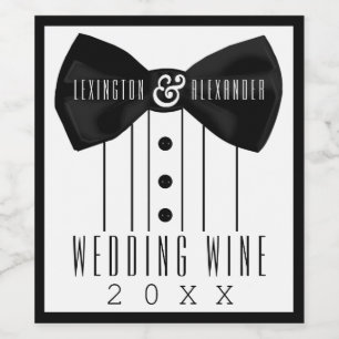Tuxedo Bröllop Vin Flaska Vinflaska Etikett