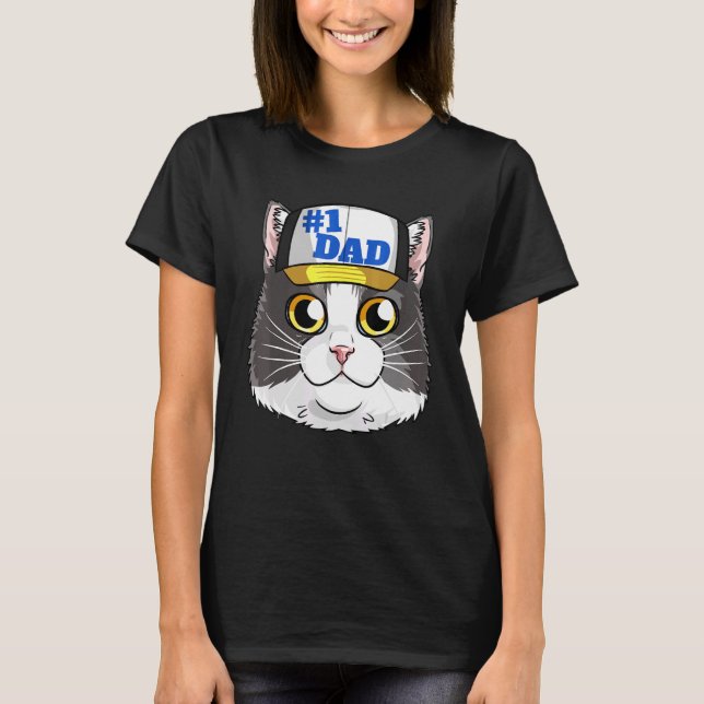 Tuxedo Cat 1 Pappa Kitten Fars dag T Shirt (Framsida)